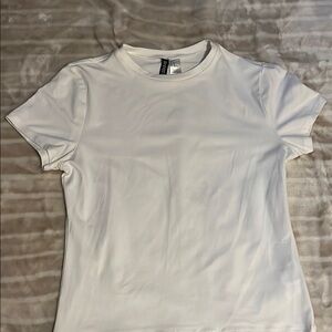 H&M Cream Fitted Short Sleeve Tee